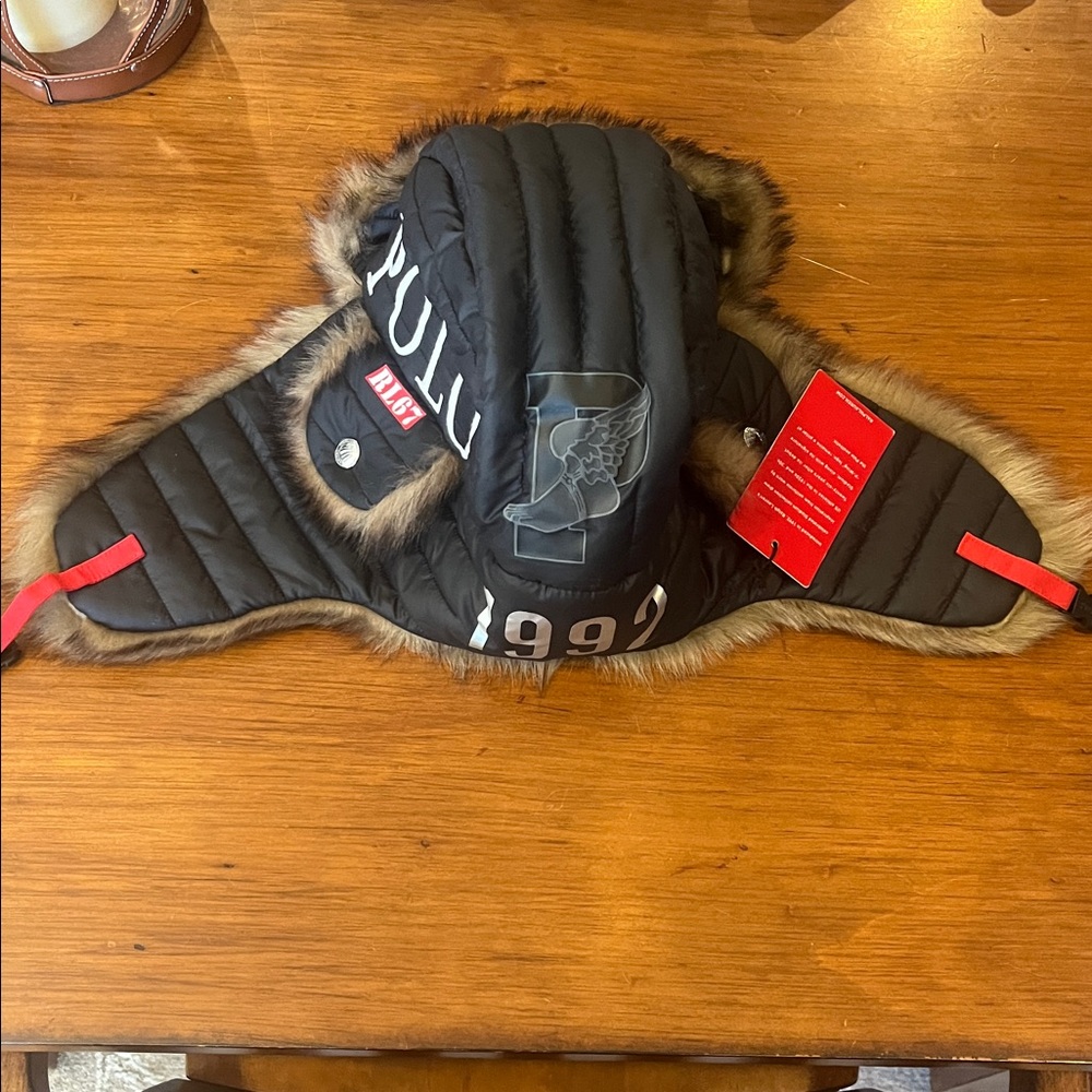 Polo Ralph Lauren Puffer Trapper Hat 1992 P Wing Stadium USA Winter Small / Med - Picture 7 of 16